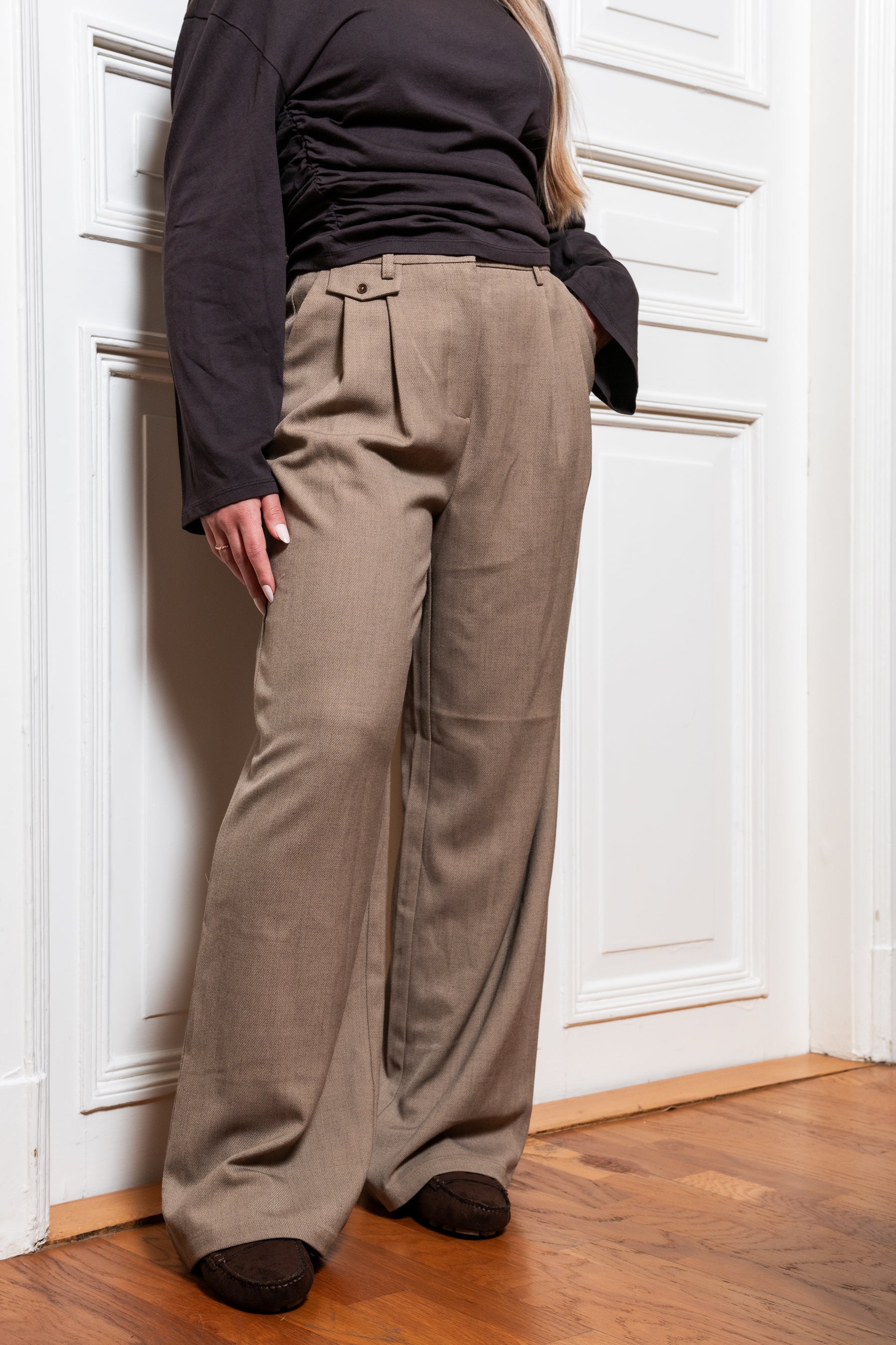PCBUBBLES Tailored Trousers - Greige